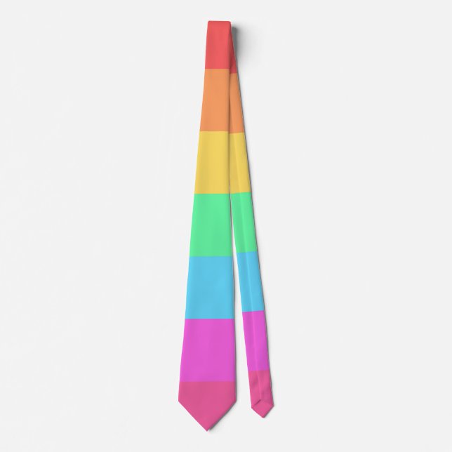 Pastel Rainbow Color Stripes Design  Neck Tie (Front)