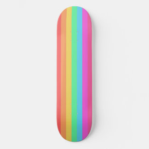 Pastel Rainbow Color Stripes Design Skateboard