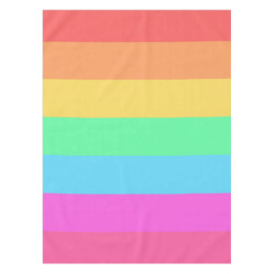 Pastel Rainbow Color Stripes Design Tablecloth