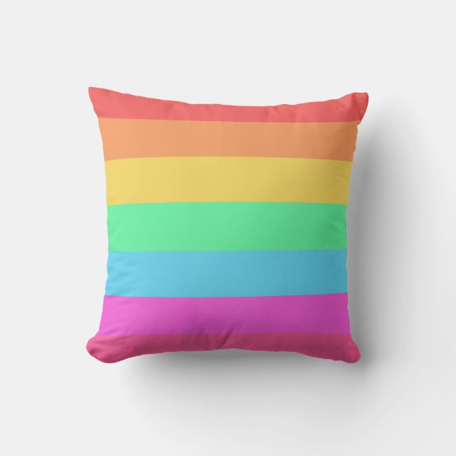 Pastel Rainbow Color Stripes Design  Throw Pillow (Front)