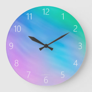 Pastel Rainbow Colored Sky Large Clock