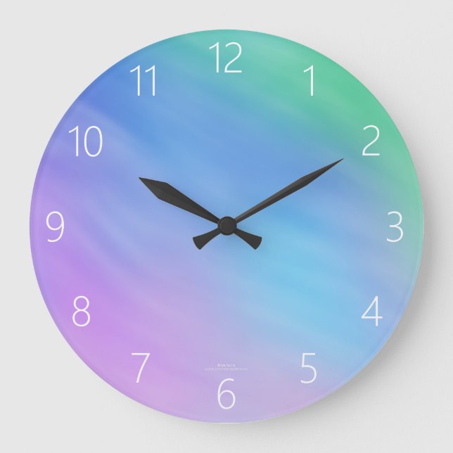 Pastel Rainbow Colored Sky Large Clock (Front)