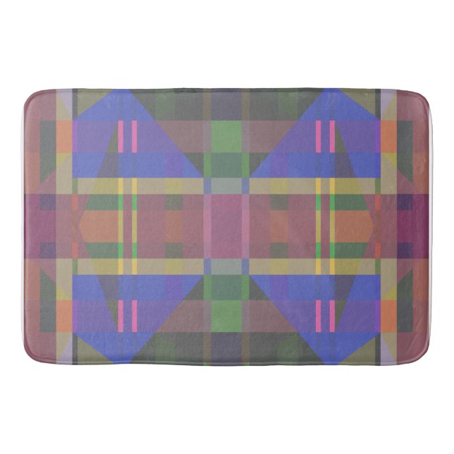 Pastel Rainbow Colorful Geometric Bath Mat (Front)