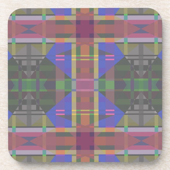 Pastel Rainbow Colorful Geometric Beverage Coaster (Front)