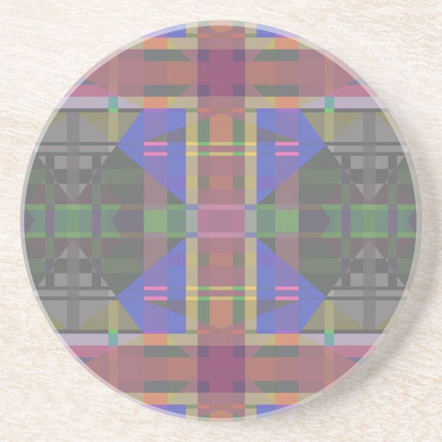 Pastel Rainbow Colorful Geometric Coaster (Front)