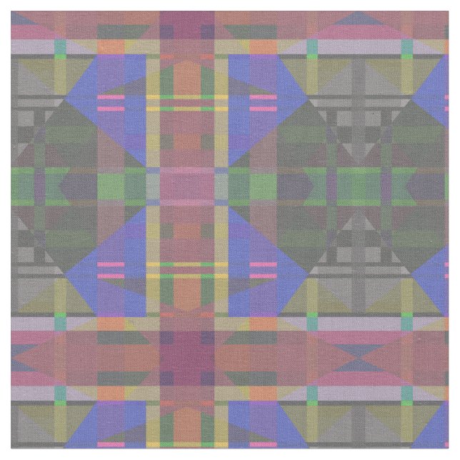 Pastel Rainbow Colorful Geometric Fabric (Close Up)