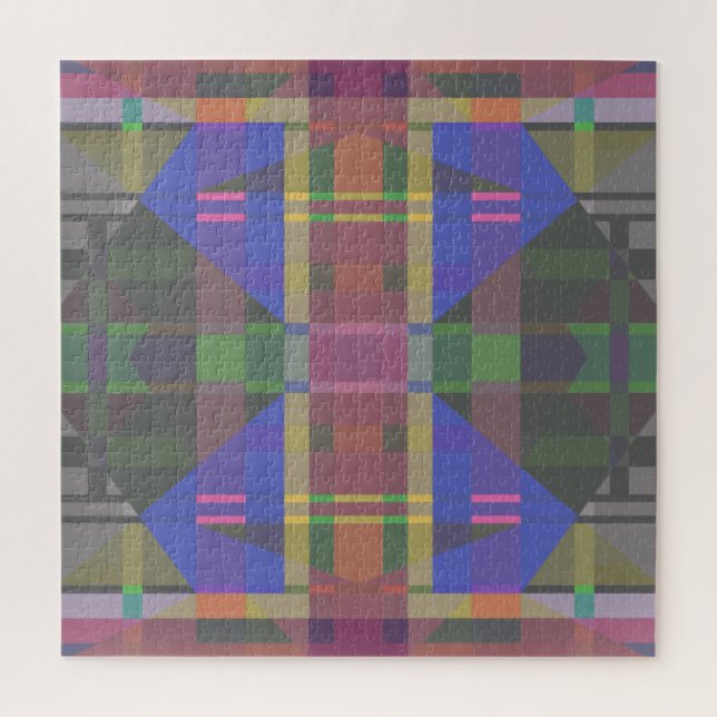Pastel Rainbow Colorful Geometric Jigsaw Puzzle (Vertical)