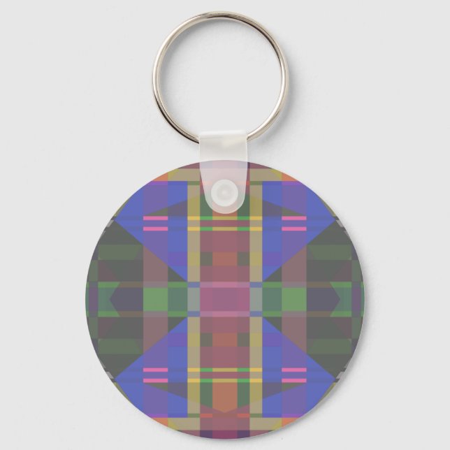 Pastel Rainbow Colorful Geometric Keychain (Front)