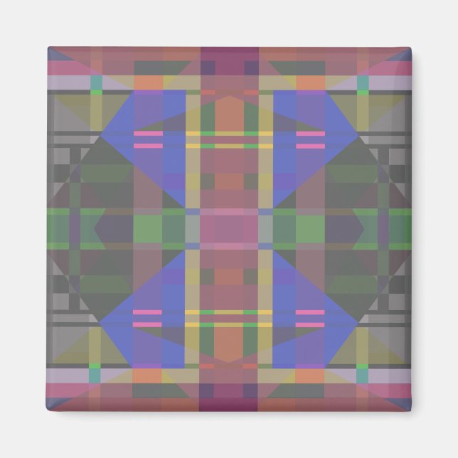 Pastel Rainbow Colorful Geometric Magnet (Front)