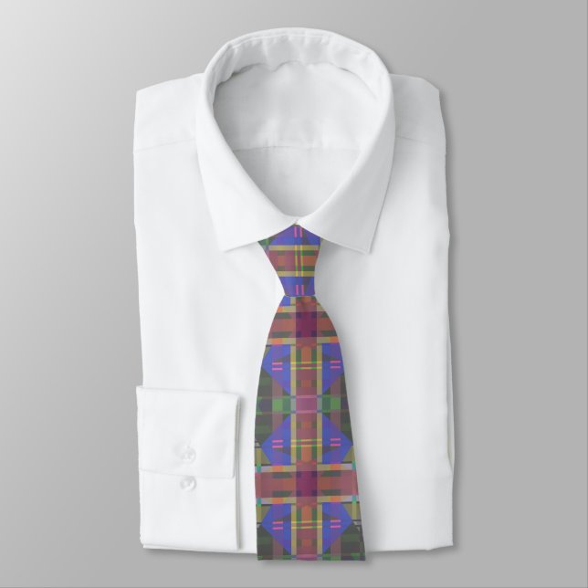 Pastel Rainbow Colorful Geometric Neck Tie (Tied)