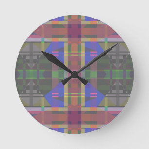 Pastel Rainbow Colorful Geometric Round Clock