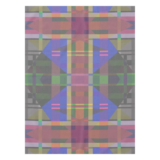Pastel Rainbow Colorful Geometric Tablecloth (Front)