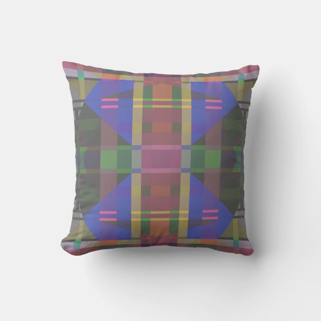 Pastel Rainbow Colorful Geometric Throw Pillow (Front)
