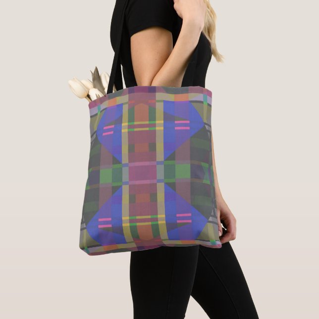 Pastel Rainbow Colorful Geometric Tote Bag (Close Up)