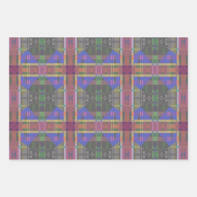 Pastel Rainbow Colorful Geometric Wrapping Paper Sheets (Front)