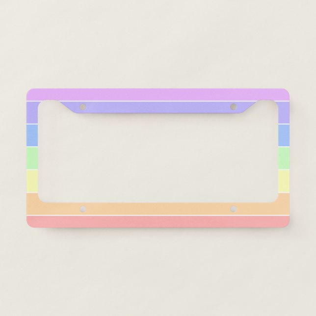 Pastel Rainbow Colorful Stripes License Plate Frame (Front)