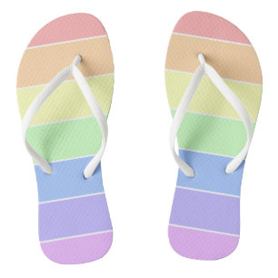 Pastel Rainbow Colorful Stripes Pattern Summer Flip Flops