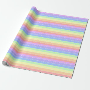 Pastel Rainbow Colorful Stripes  Wrapping Paper