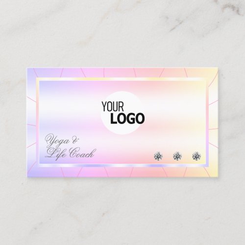 Pastel Rainbow Colorful with Diamonds and Logo Business Card