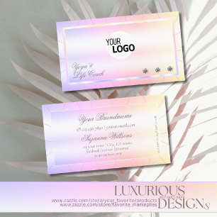 Pastel Rainbow Colorful with Diamonds and Logo Business Card