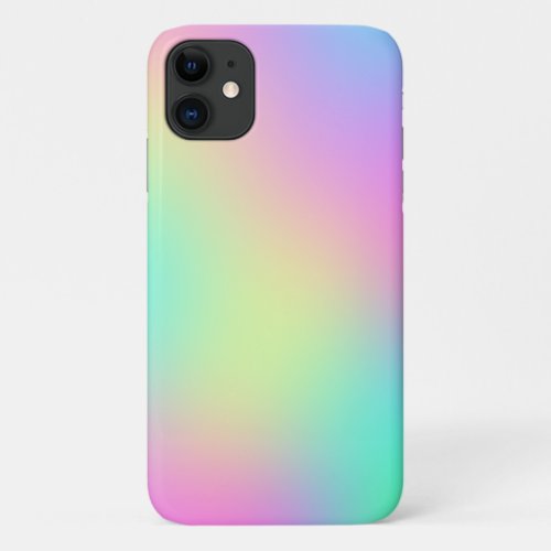 Pastel Rainbow Colors Abstract Blur Gradient Ombre iPhone 11 Case