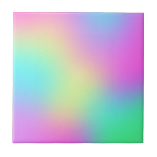 Pastel Rainbow Colors Abstract Blur Gradient Ombre Ceramic Tile