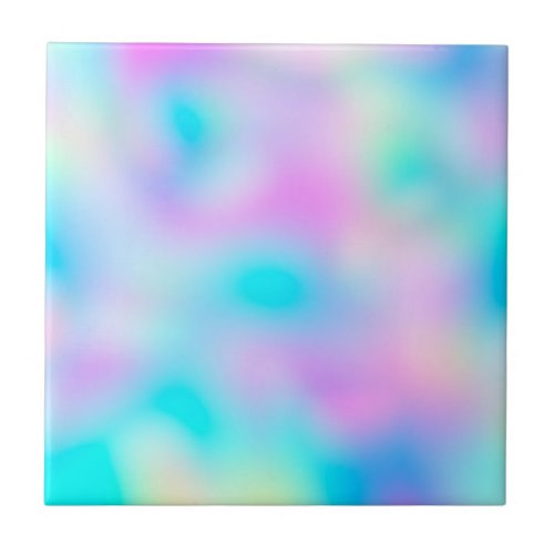 Pastel Rainbow Colors Abstract Blur Gradient Ombre Ceramic Tile