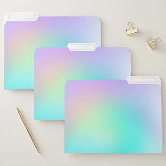Pastel Rainbow Colors Abstract Blur Gradient Ombre File Folder (Set)