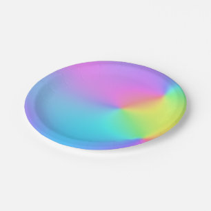 Pastel Rainbow Colors Abstract Blur Gradient Ombre Paper Plates