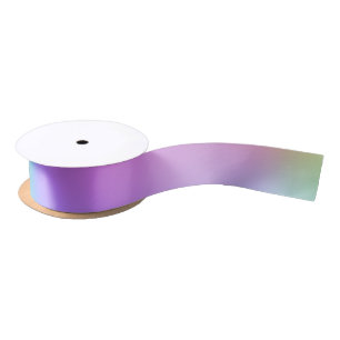 Pastel Rainbow Colors Abstract Blur Gradient Ombre Satin Ribbon