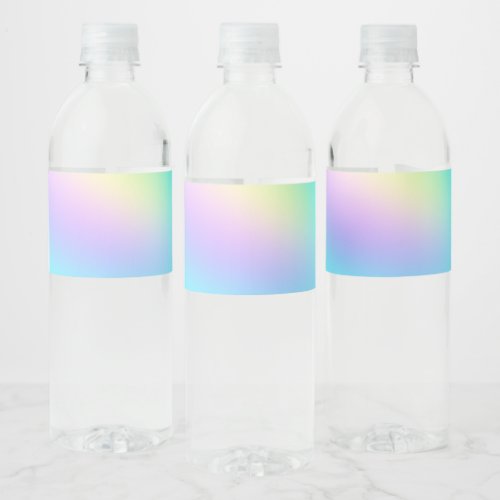 Pastel Rainbow Colors Abstract Blur Gradient Ombre Water Bottle Label