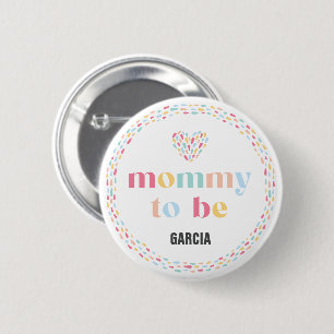Pastel Rainbow Colors Baby Shower Mommy to be Button