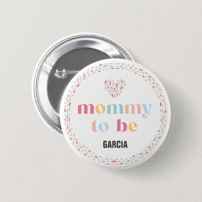 Pastel Rainbow Colors Baby Shower Mommy to be Button (Front & Back)