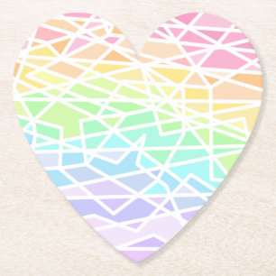 Pastel Rainbow Colors Geometric Paper Coasters