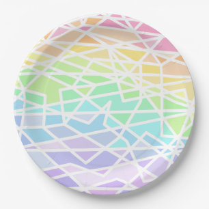 Pastel Rainbow Colors Geometric Paper Plates