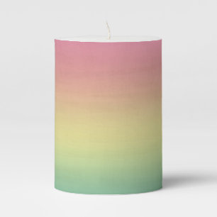 Pastel Rainbow Colors Gradient Fade Pillar Candle