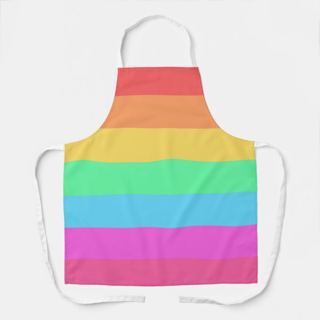 Pastel Rainbow Colors Stripes Design  Apron (Front)