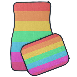 Pastel Rainbow Colors Stripes Design  Car Floor Mat