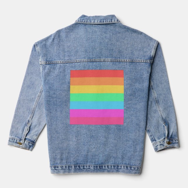 Pastel Rainbow Colors Stripes Design  Denim Jacket (Back)