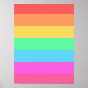 Pastel Rainbow Colors Stripes Design  Poster