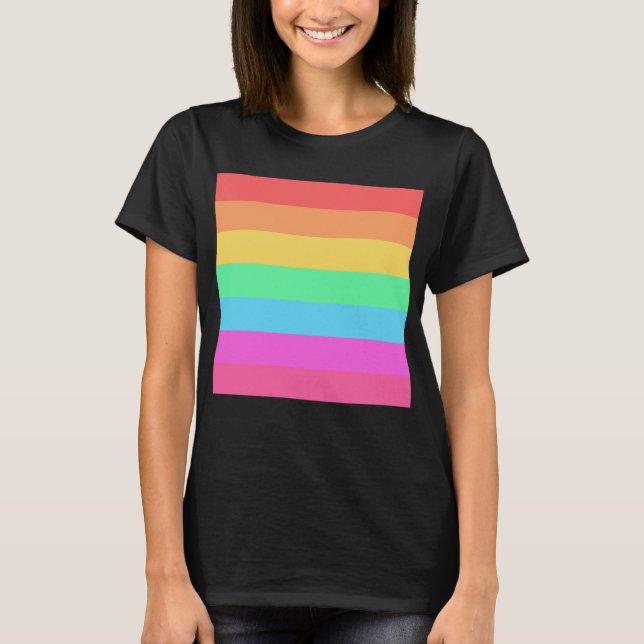 Pastel Rainbow Colors Stripes Design  T-Shirt (Front)