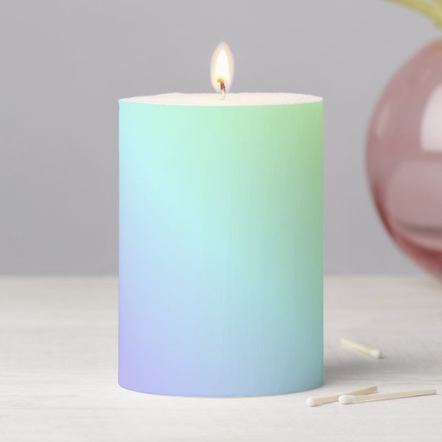 Pastel Rainbow Coloured Stripes  Pillar Candle (In Situ)