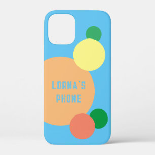 pastel rainbow confetti circles custom name iPhone 12 mini case