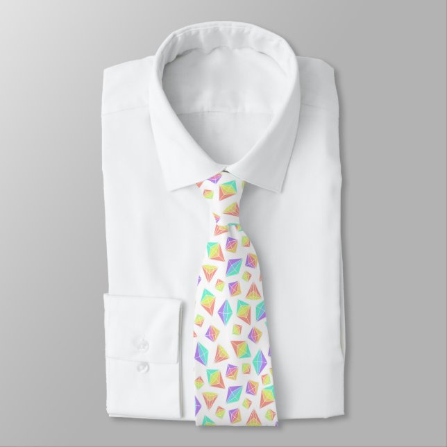 Pastel Rainbow Crystals Pattern Neck Tie (Tied)