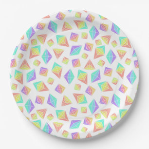 Pastel Rainbow Crystals Pattern Paper Plates