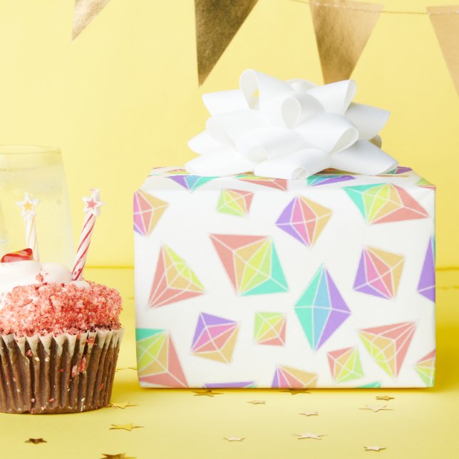 Pastel Rainbow Crystals Pattern Wrapping Paper (Birthday Party)