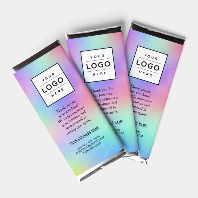 Pastel Rainbow Custom Business Logo Promo Hershey Bar Favors (Creator Uploaded)