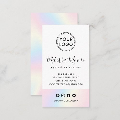 Pastel rainbow custom logo social media busin business card