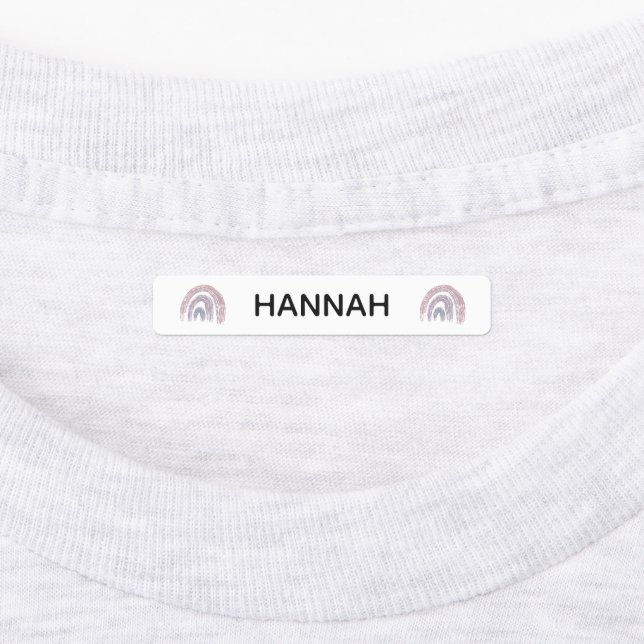 Pastel Rainbow Custom Name School Kids Clothing Labels (Affixed)