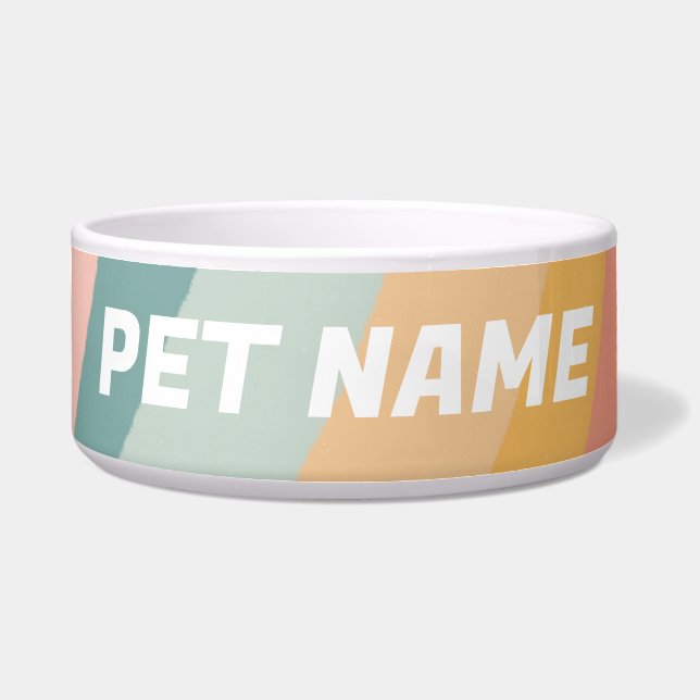 Pastel Rainbow Customized Dog Pet Water Food Bowl (Front)